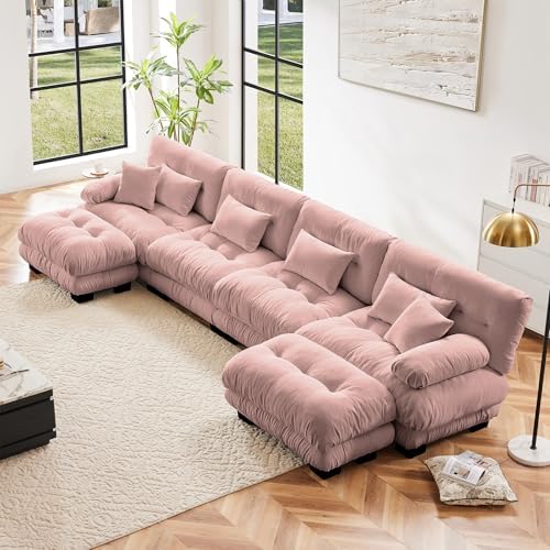Modular Sectional Sofa for Living Room, Oversized 4 Seater Beige Sectional by Wunlerlant