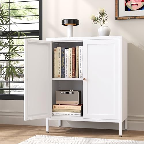 Small 2 Door Metal Storage Side Buffet Cabinet - Image 2