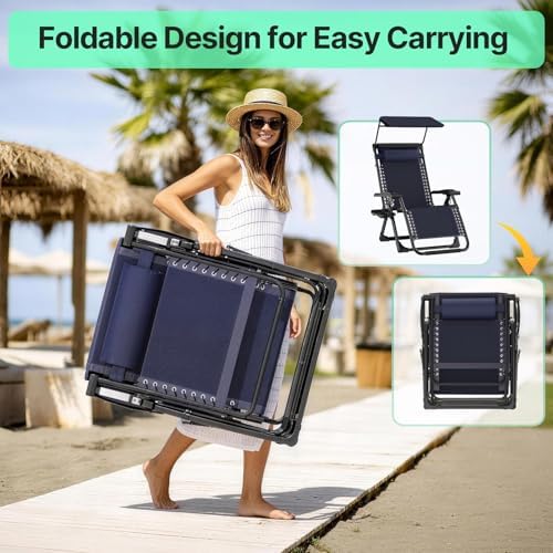 Suteck Zero Gravity Chair with Canopy, Reclining Camping Lounge Chairs - Image 6