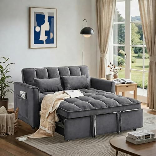 Sleeper Sofa Bed with Adjustable Backrest & Side Pockets by Unknown