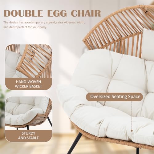 Vongrasig Wicker Double Egg Chair PE Rattan - Image 3
