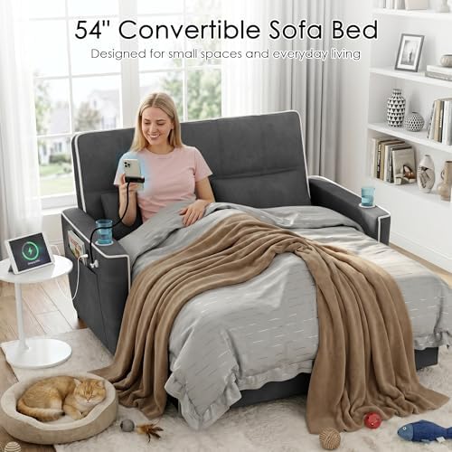 54'' Sleeper Sofa, Convertible Sofa Bed - Image 3