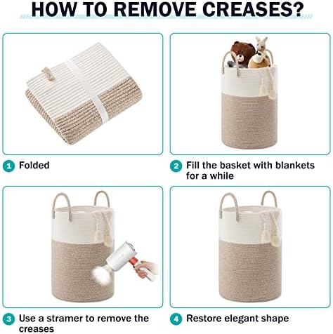 YOUDENOVA Cotton Rope Laundry Hamper Basket, 72L Blanket Basket - Image 7