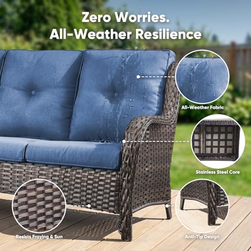 Belord 3-Piece PE Wicker Outdoor Sofa - Image 5