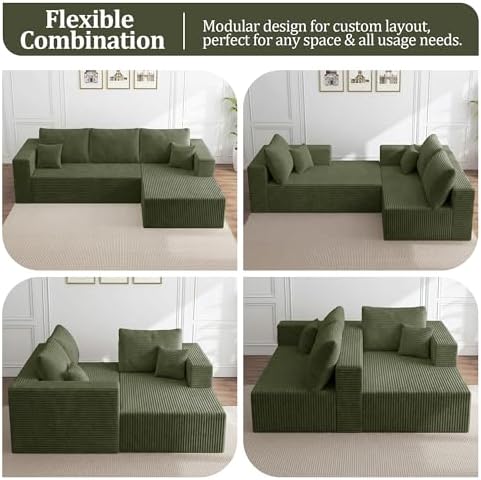 92.5" Modular Sectional Sofa, L-Shape Cloud Couch - Image 4