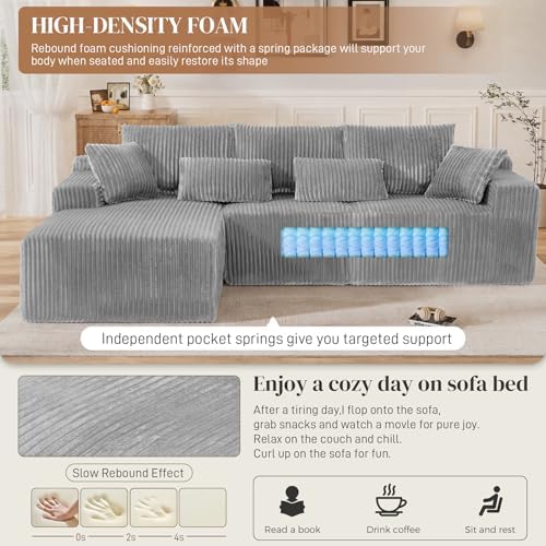 110" L Shaped Cloud Boneless Sectional Couches - Image 3
