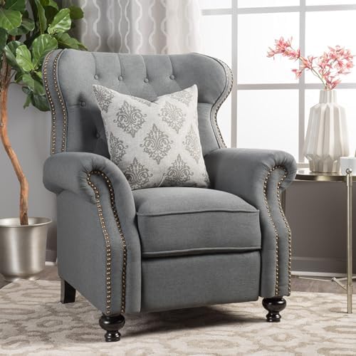 Christopher Knight Home Momo Wingback Recliner Chair, Upholstered Manual Push by ChristopherKnightHome