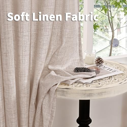 YoungsTex Natural Linen Back Tab Curtains 84 Inch Length 2 Panels - Image 6