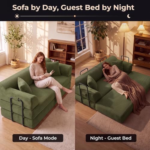 79'' Convertible Futon Sofa Bed, High‑Back Boneless Couches - Image 5