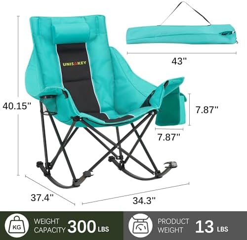Unisakey Oversize Foldable Rocking Camping Chair300lbs Capacity - Image 3