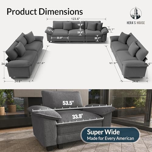 HERA'S HOUSE 3 Pieces Modular Sectional Cloud Couch and Loveseat Sofa Set - Image 2