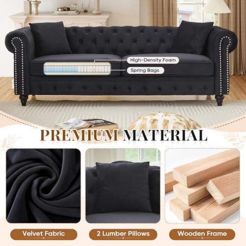 Mid Century Modern Chesterfield Velvet Oversized Couch - Image 6