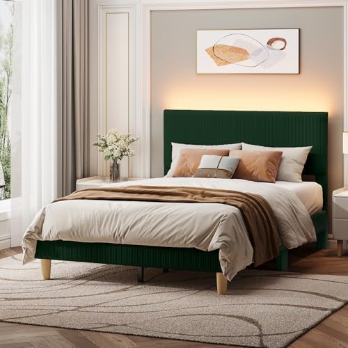 Bestier Full Bed Frame with Adjustable Headboard, LED Light by Bestier