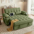 58'' Convertible Sofa Bed with USB Charger and Cup Holders, Teddy Fabric by tiramisubest