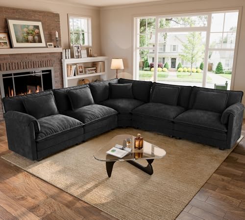 ELUCHANG 114" Oversized Modular Sectional Sofa, Comfy Chenille Cloud Couch by ELUCHANG