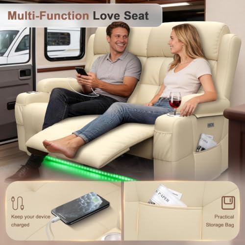 Reclining Loveseat Sofa, RV Loveseats Recliner Sofas Wall Hugger, Double - Image 5