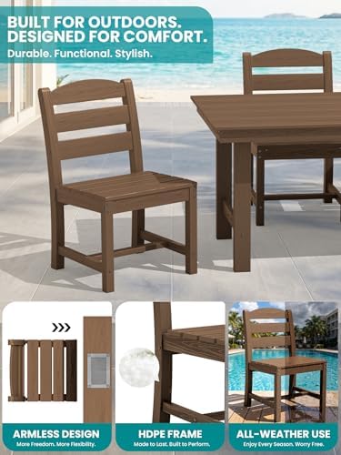 SERWALL Outdoor HDPE Armless Dining Chairs Set of 2, All-Weather Use - Image 4