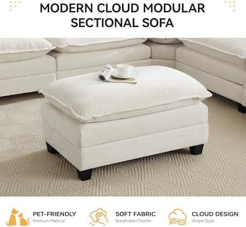 35‘’ Modern Chenille Cloud Sofa Ottoman, Rectangle Ottoman - Image 6