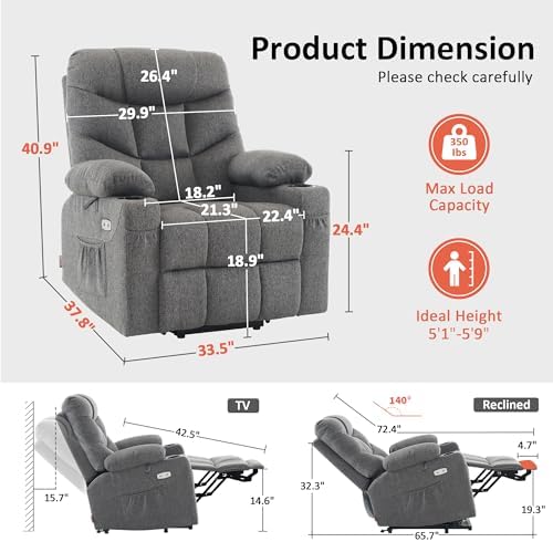 MCombo Power Lift Recliner for Elderly, Fabric 7287 - Image 3