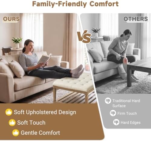 Befurtori Ottoman with Storage Bench, Linen Ottoman Coffee Table - Image 5