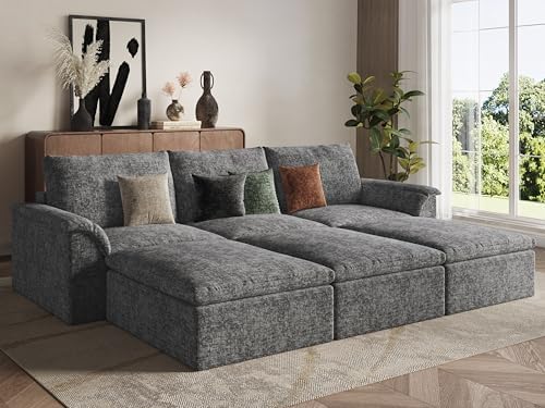 EASE MOOSE 115" Cloud Sleeper Sofa, Boneless Modular Couch by EASEMOOSE