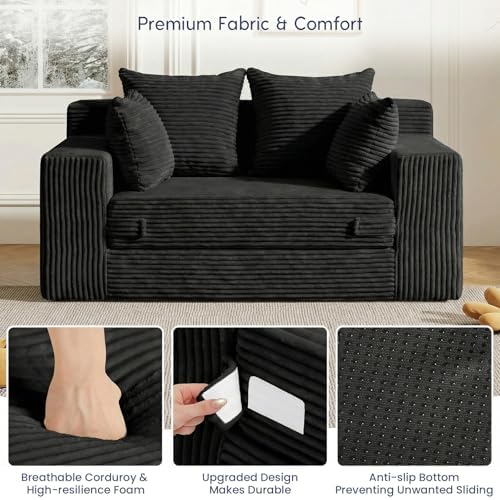cidludto Boneless Couch Loveseat Sleeper, Convertible Sofa Bed Folding Couch - Image 6