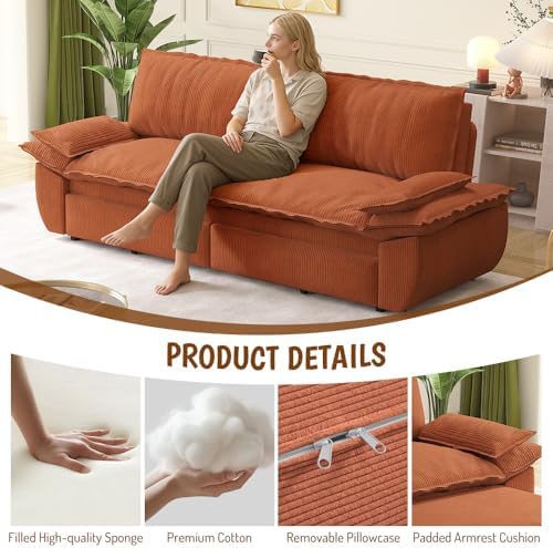 73.2" Queen Size Sleeper Sofa Bed, 3-in-1 Convertible Pull Out Couch - Image 4