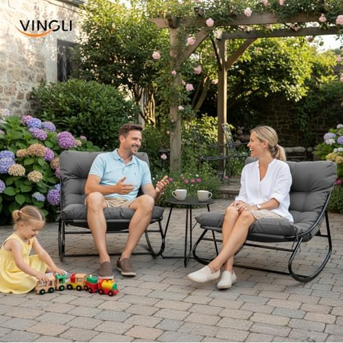 VINGLI Rocking Patio Chairs Set of 2 - Image 2