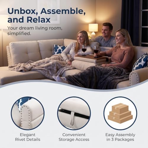 Linen L-Shaped Couch Set - Image 5