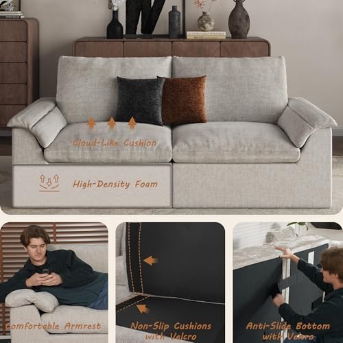EASE MOOSE 115" L Shaped Boneless Couches, Cloud Modular Sectional Sofa - Image 6
