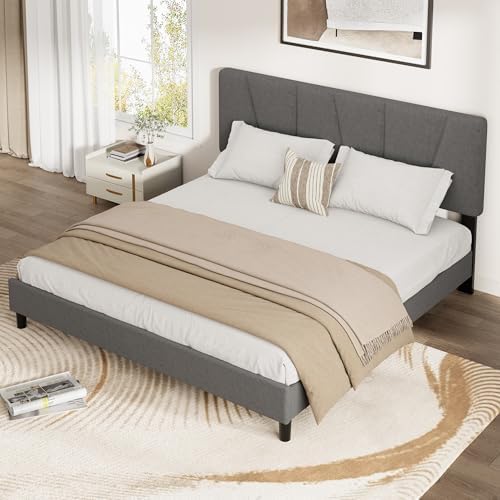 Queen Size Upholstered Platform Bed Frame - Image 4