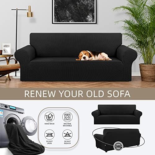KEKUOU Stretch Couch Covers for Sofa, 3 Cushion Couch Slipcover - Image 3