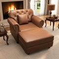 41.3'' Faux Leather Chesterfield Sofa & Ottoman Set by SmartEdge