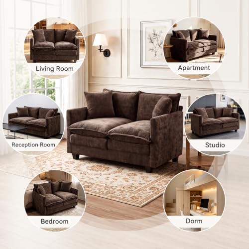 Loveseat Sofa, Soft Chenille Cloud‑Cushion Small‑Space Couch - Image 6