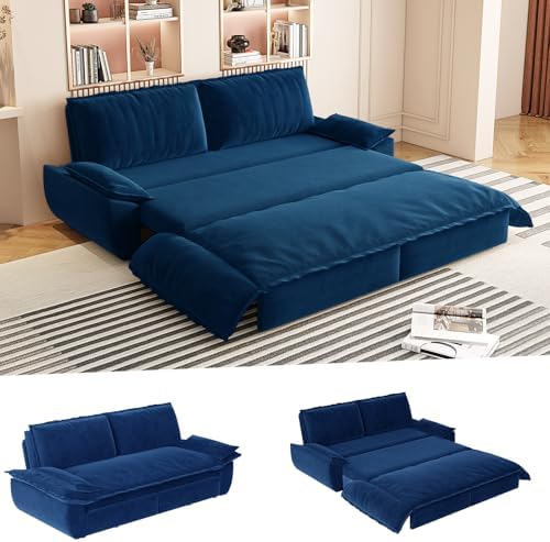 73.2" Futon Sofa Bed Queen Size, 3-in-1 Convertible Sleeper Sofa by Kolavess