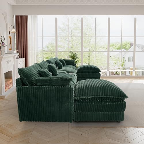 145" Cloud Couch Oversized U Shaped Green Sectional Couches - Image 6