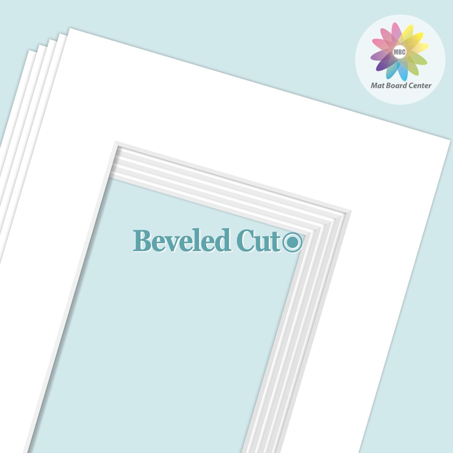MBC Mat Board Center, 5 Pack 6x8 for 4x6 White Picture Mats Frame Mattes, Bevel Cut, Acid Free, 4-ply Thickness