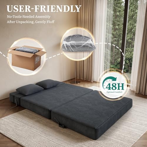 Convertible Sofa Bed, Loveseat Folding Floor Futon Sleeper Sofa Couch Bed - Image 6