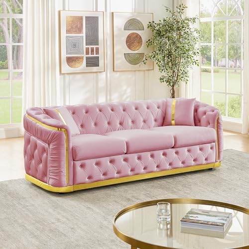84.6" Mid Century Modern 3 Seater Chesterfield Sofa Couch by WINFORCE