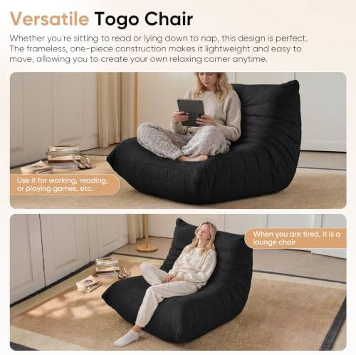 Big Adults Bean Bag Chairs Comfy Fireside BeanBag Couch Togo Sofa - Image 4