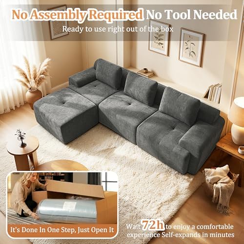 122" L Shaped Oversized Boneless Couch, Comfort Cloud Sectional Couches - Image 4