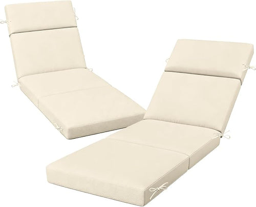 2 Pcs Outdoor Chaise Lounge Cushion 72" x 21" x 3", 4-Section Folding Patio by VOGVOG