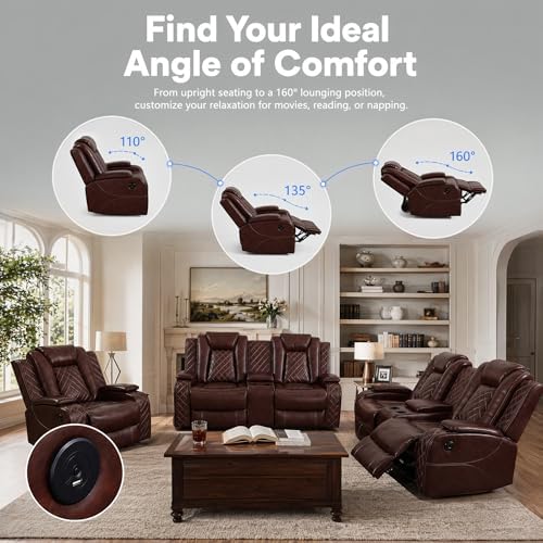 3-Piece Leather Power Recliner Sofa Set - Image 6