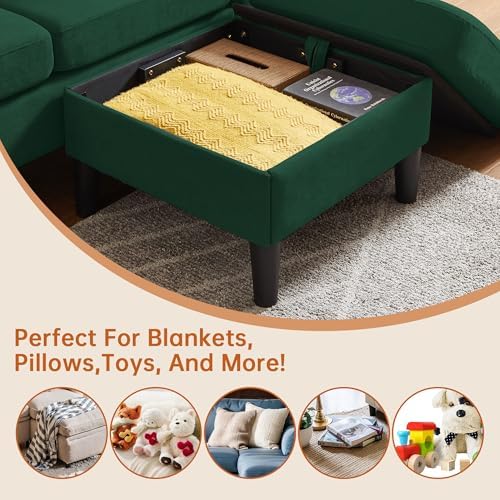 Convertible Sectional Sofa, Linen Upholstered 3 Seat Sofa - Image 6