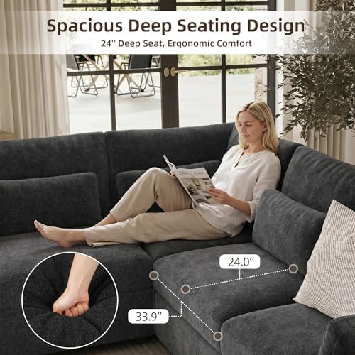WorthFurni 109.1'' Modular Sectional Sofa, L Shaped Oversized Extra Deep Couches - Image 3