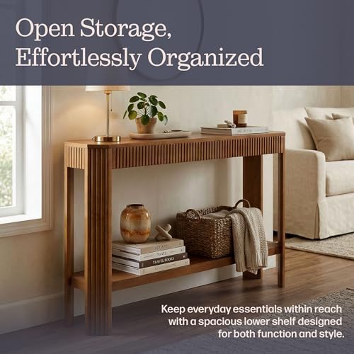 Alaterre Furniture Fluted Solid Wood Console Table - Image 4