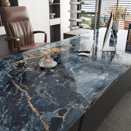 LACHEERY Dark Blue and Gold Marble Contact Paper 160 x 36 Inch Wide Renter - Image 4