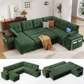 Vipbear Chenille 112" 7 Seat Modular Sectional Sleeper Sofa by Vipbear