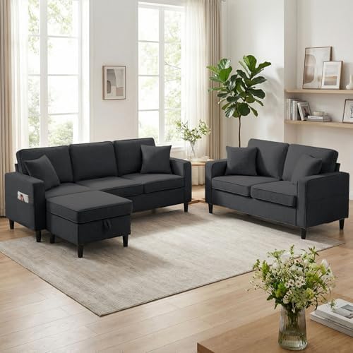 ijuicy 2PCS Sectional Sofa Set, Modern Linen 5 Seater Couch by ijuicy