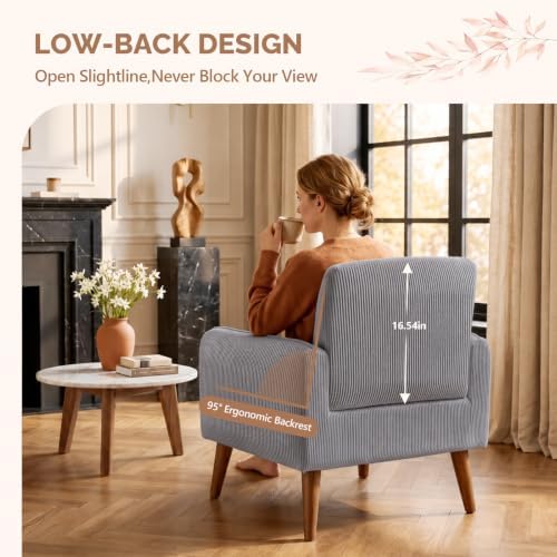 VINGLI Mid Century Modern Low Back Accent Chair - Image 5